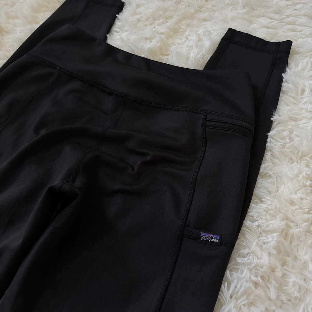 Patagonia Peak Mission Tights Women Medium Black Running Hiking Leggings Pockets